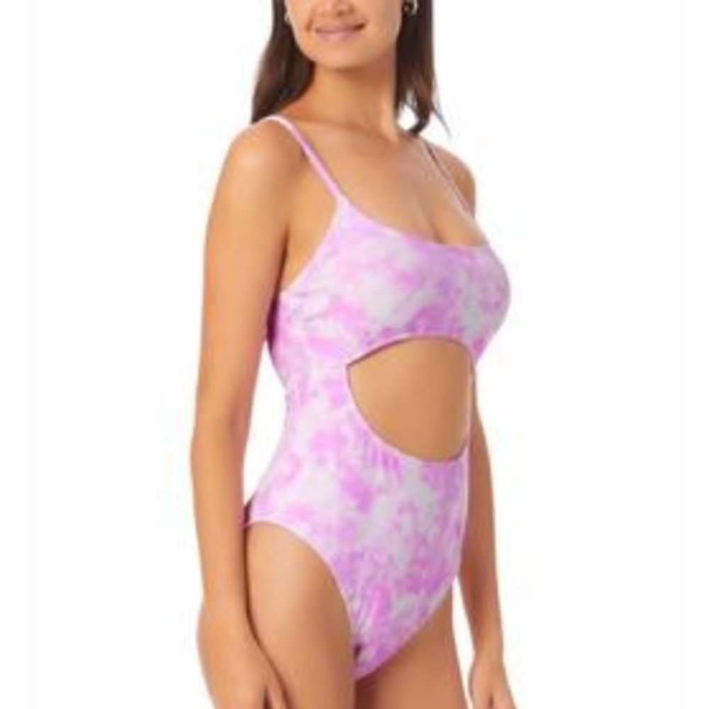 California Waves Tie-Dye Cutout One-Piece Swimsuit Pink XS